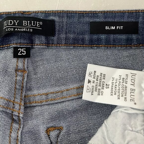 Judy Blue Jeans Womens 25x28 Blue Slim Fit Denim Mid Rise Medium Wash Stretch - Picture 4 of 11